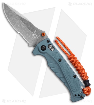Benchmade Mini Adira AXIS-Lock MagnaCut Knife Depth Blue Grivory (3.2" SW Serr)