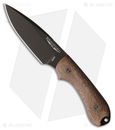 Bradford Knives Guardian 3 Fixed Blade Knife Natural Micarta (3.5" OD Green)