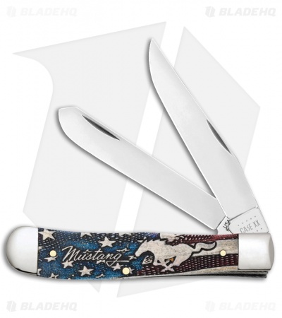 Case Ford Mustang Trapper Knife 4.125" Embelished Bone