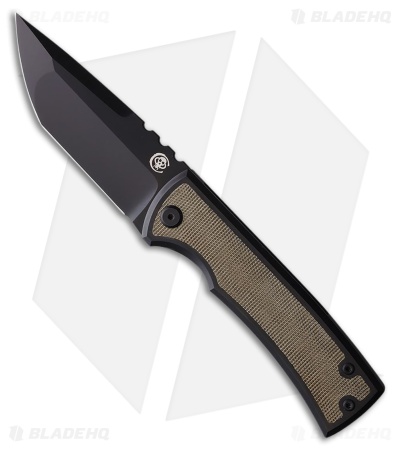 Chaves Knives Redencion 229 Tanto Frame Lock Knife Green Micarta (3.6" Black SW)
