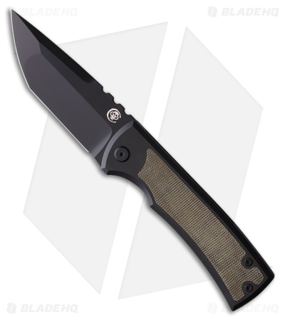Chaves Knives Redencion 229 Tanto Frame Lock Knife Green Micarta (3.6" Black SW)