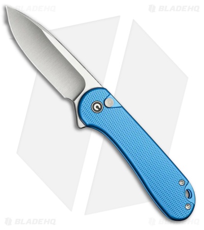 CIVIVI Elementum II Button Lock Knife Diamond Patterned Blue Al (3" Satin)