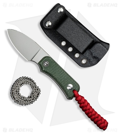 CIVIVI Baby Banter Fixed Blade Knife Green Canvas Micarta (2.4" SW) C23045-2