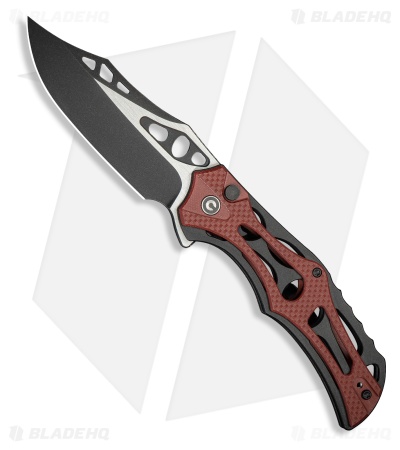 CIVIVI Biophase Button Lock Knife Black Aluminum + Burgundy G-10 (3.5" Two-Tone)