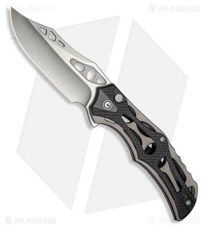 CIVIVI Biophase Button Lock Knife Gray Aluminum + Black Coarse G-10 (3.5" Satin)