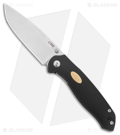 CJRB Aes Liner Lock Knife Black G-10 with Brass Inlay (3.3" Polish)