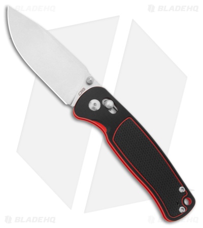CJRB Shale Drop Point Crossbar Lock Knife Black/Red G-10 (3.2" Stonewash)