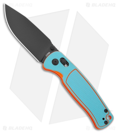 CJRB Shale Drop Point Crossbar Lock Knife Blue/Orange G-10 (3.2" Black)