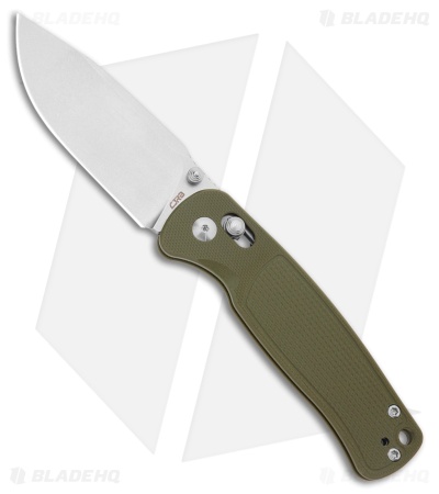 CJRB Shale Drop Point Crossbar Lock Knife Green G-10 (3.2" Stonewash)