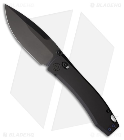 Daggerr Knives Nightmare X-Lock Knife Black Ti Thumb Stud (4" Black Flat Grind)