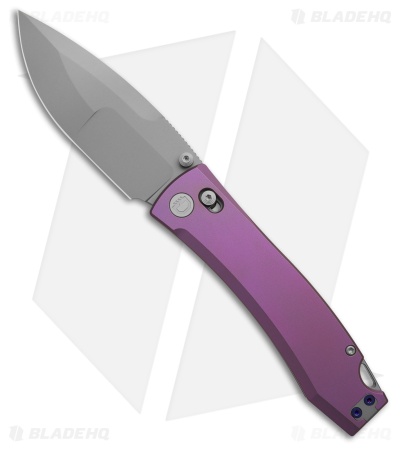 Daggerr Knives Nightmare X-Lock Thumb Stud Knife Purple BB Titanium (4" SW)