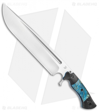 Dark Timber Knives Devil's Horn Knife Black Mi. / Blue Maple (11.8