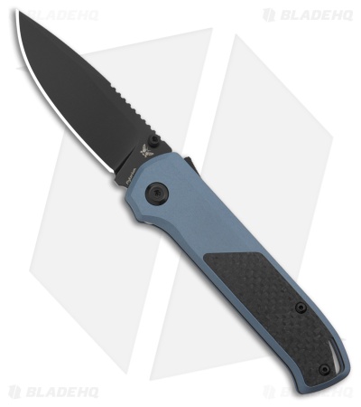 Flytanium Arcade Shark-Lock Knife Blue Aluminum w/Carbon Fiber (3.2" Black)