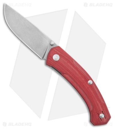 GiantMouse IONA-V2 MagnaCut Liner Lock Knife Red Linen Micarta (3