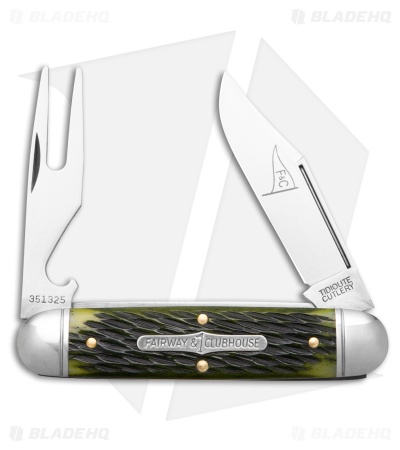 GEC Tidioute Cutlery #35 Fairway & Clubhouse 2.75" Pocket Knife Green Bone