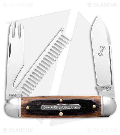 GEC Tidioute Cutlery Beer & Sausage 3.75" Knife Charred Whiskey Barrel Oak