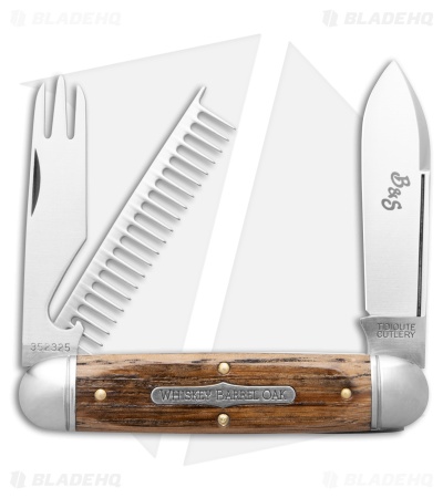 GEC Tidioute Cutlery Beer & Sausage 3.75" Knife Distressed Whiskey Barrel Oak