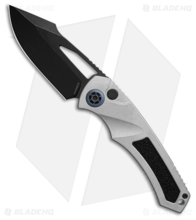 Heretic Knives Pariah Manual Button Lock Knife Blizzard Worn Al (3.8" Black)