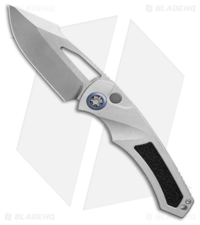 Heretic Knives Pariah Manual Button Lock Knife Blizzard Worn Al (3.8" SW)