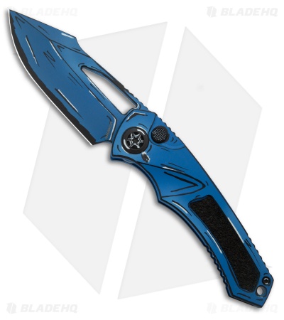 Heretic Knives Pariah Manual Button Lock Knife Blue Cel-Shade (3.8" Cerakote)