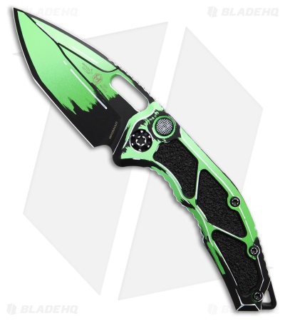 Heretic Knives Medusa Auto Tanto Knife Toxic Green Cel-Shade (3" Cerakote)