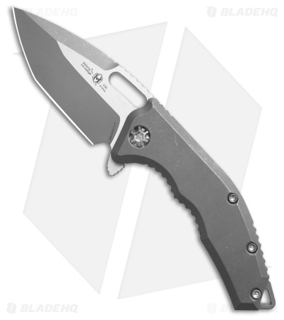 Heretic Knives Medusa Manual Frame Lock Knife Battle Worn Ti (3" Two-Tone)