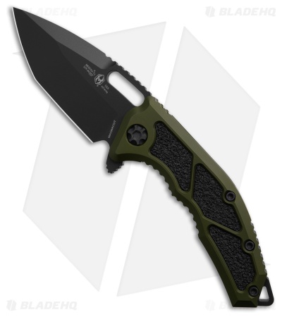 Heretic Knives Medusa Manual Frame Lock Knife Green Aluminum (3.4" Cerakote Black)