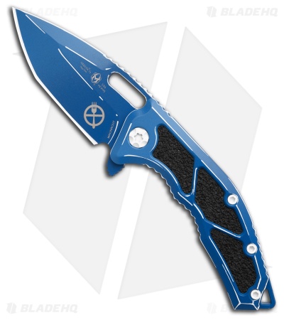 Heretic Knives Medusa Zero Forks Manual Frame Lock Knife Blue Ti (3" Cel-Shade)