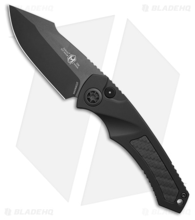 Heretic Knives Pariah Automatic Knife Black Aluminum + GLOW CF (3.8" DLC)