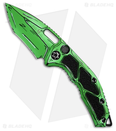 Heretic Knives Medusa Auto Recurve Knife Toxic Green Shaded Ti (3" Cerakote)