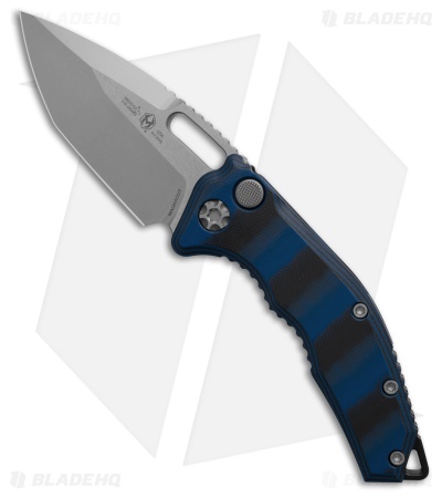 Heretic Knives Medusa Auto Tanto MagnaCut Knife Blue G-10 (3" Stonewash)