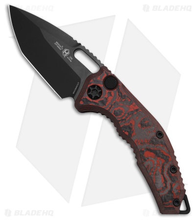 Heretic Knives Medusa Auto Tanto MagnaCut Knife Red Camo Carbon Fiber (3" DLC)