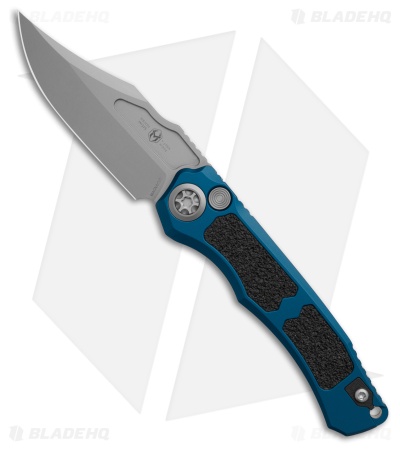 Heretic Knives Wraith Auto Bowie Knife Blue Aluminum w/ Grip Inserts (3.6" BB)