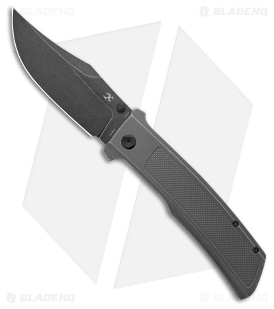 Kansept Knives Bison Frame Lock Knife Frag Pattern Gray/SW Ti (4.25" Black SW)