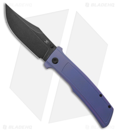 Kansept Knives Bison Frame Lock Knife Frag Pattern Purple Ti (4.25" Black SW)