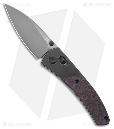 Kansept Knives Dako Crossbar Lock Knife Black Ti/Purple Haze (3.1" Mirror DLC)