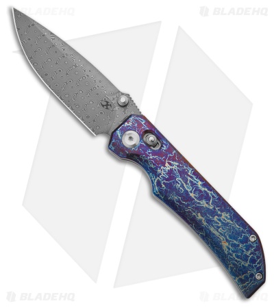 Kansept Knives Eaglestrike Crossbar Lock Knife Lightning Ti (3.7" Damascus)
