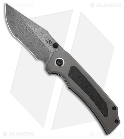 Kansept Knives Fermi Liner Lock Knife FatCarbon Glow CF (3.1" Damascus)