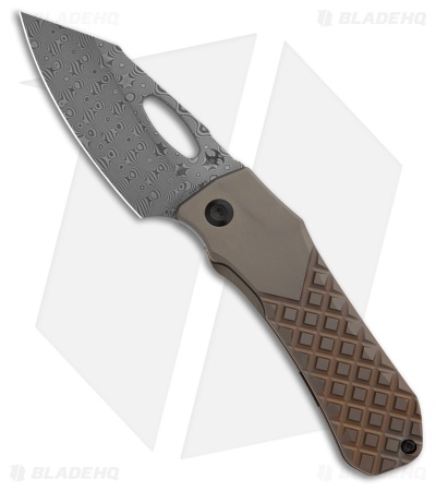 Kansept Knives Loki Frame Lock Knife Frag Bronze Ti (3" Damascus)