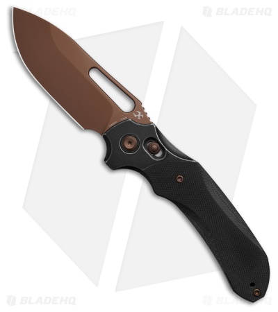 Kansept Knives Quasar Crossbar Lock Knife Black G-10 (3.3" Rose Gold)