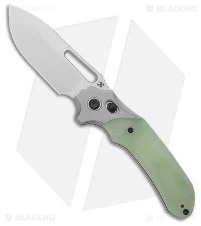 Kansept Knives Quasar Crossbar Lock Knife Jade G-10 (3.3" Stonewash)