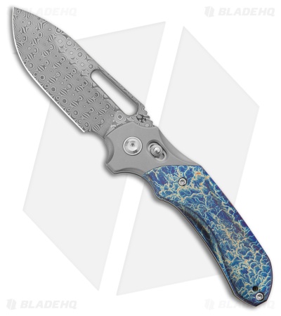 Kansept Knives Quasar Crossbar Lock Knife Lightning Strike Ti  (3.3" Damascus)
