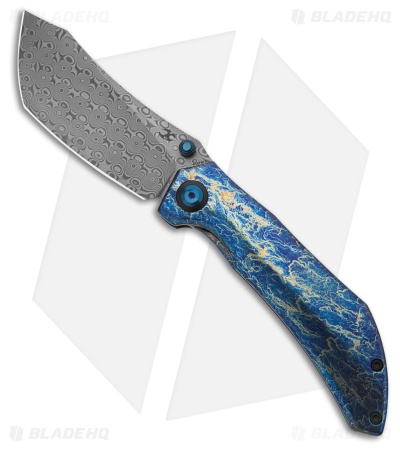 Kansept Knives Tipper Frame Lock Knife Lightning Strike Titanium (3.4" Damascus)