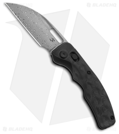 Kansept Knives Vivid Crossbar Lock Knife Black SW Ti Rose CF (3" Damascus)