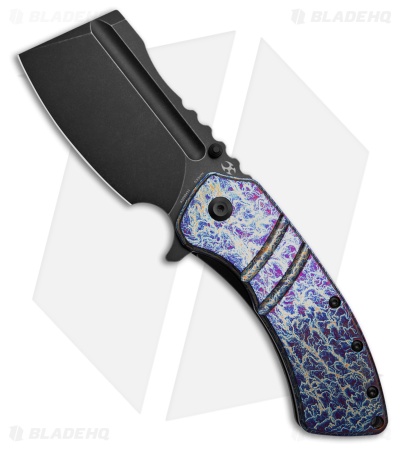 Kansept Knives XL Korvid Frame Lock Knife Lightning Strike Ti (3.6" Black SW)