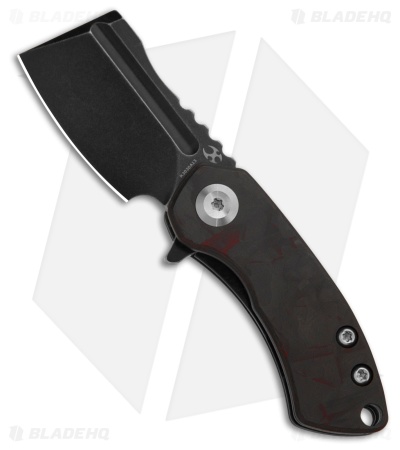 Kansept Mini Korvid Liner Lock Knife Black/Red CF (1.5" Black SW) K3030A13