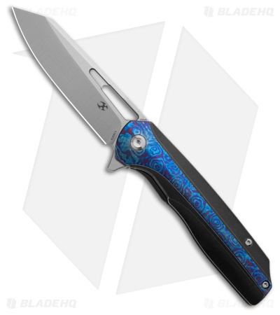 Kansept Knives Shard Frame Lock Knife Black SW Ti + Timascus (3.5" Satin S35VN)