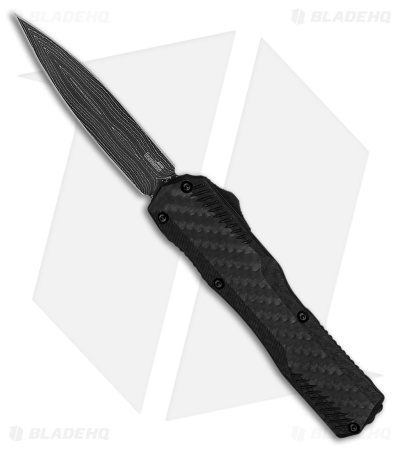 Kershaw Livewire D/E OTF Automatic Knife Black Aluminum + CF (3.4" Damascus)