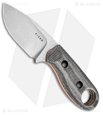 Kizer Beaver Fixed Blade Knife Black Micarta + Orange G-10 (2.75" SW/Sat) 1078A2