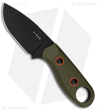 Kizer Beaver Fixed Blade Knife Olive Green G-10 (2.75" Black SW) 1078A1